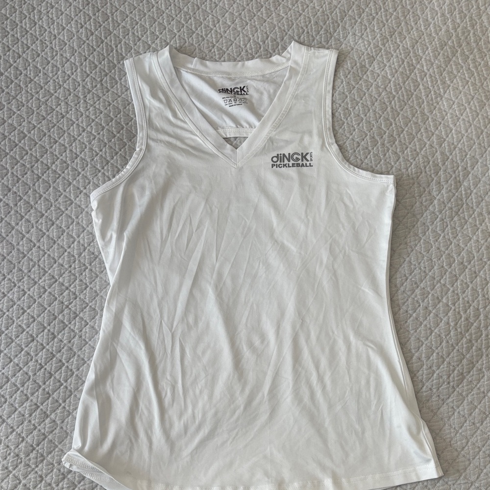 dINGK Pickleball Women's White V-Neck Tank